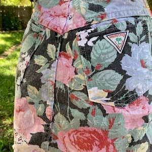 Vintage Palmetto’s floral denim cut off mini skirt